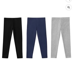 NEW NWT 3-PACK MEMBERS MARK GIRLS LEGGINGS 2T NAVY BLUE, BLACK, GRAY GREY COTTON